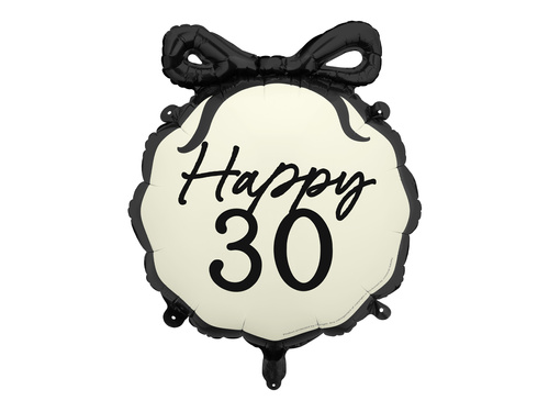 Balon foliowy z kokardą Happy "30" - 47,5 x 45 cm - 1 szt.