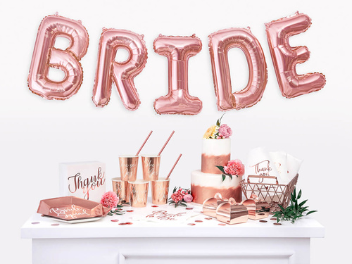 Balon foliowy litera "E" różowo-złota - 35 cm