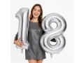Balony foliowe cyfra 18 srebrne - 86 cm - 2 szt.