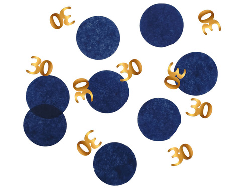 Konfetti urodzinowe na trzydziestkę granatowo-złote - 25 g