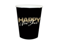 Kubeczki papierowe na Sylwestra Nowy Rok Happy New Year - 250 ml - 6 szt.