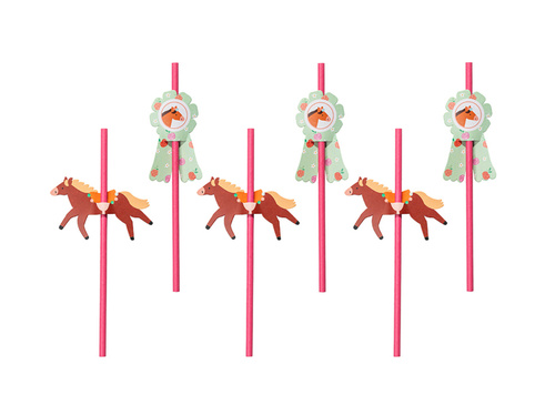 Słomki urodzinowe Koniki - 6 szt.