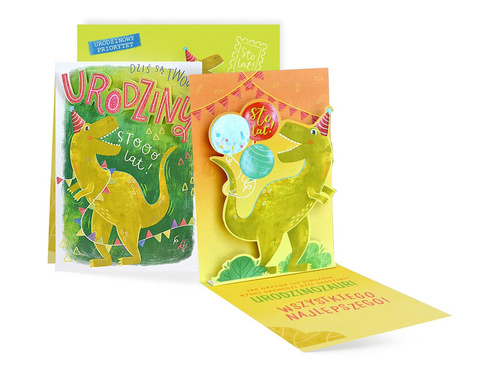 Kartka urodzinowa Dino - 1 szt.