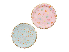 Talerzyki papierowe w Kwiatki - 23 cm - 8 szt.