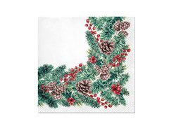 Serwetki bożonarodzeniowe Gałązka świerkowa - 33 cm - 20 szt.