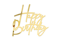 Topper na bok tortu Happy Birthday - złoty - 1 szt.