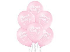 Balony lateksowe Chrzest Święty różowe - 30 cm - 6 szt.