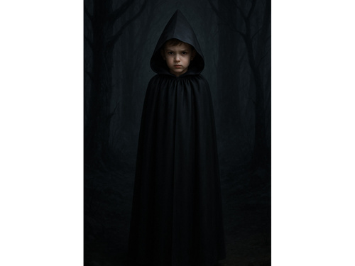 Peleryna z kapturem czarna