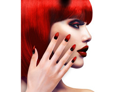 Sztuczne paznokcie Ombre czerwono-czarne - 12 szt.