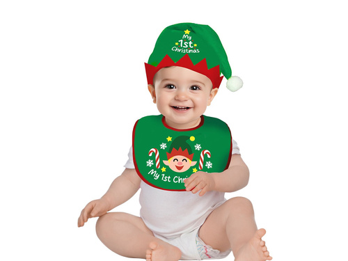 Zestaw świąteczny śliniak + czapka elfa - 1 op.