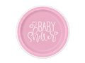 Talerzyki papierowe na baby shower różowe - 23 cm - 8 szt.