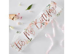 Szarfa w kwiaty z napisem It's My Birthday - 1 szt.