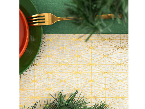 Dekoracja bieżnik na stół Złote romby - beżowy - 28 cm x 275 cm - 1 szt.