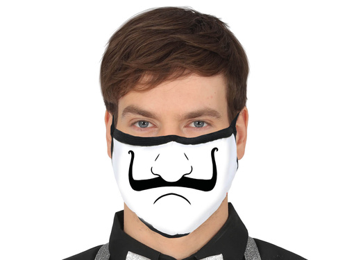 Maseczka na twarz materiałowa 3-warstwowa Wąsy - 1 szt.