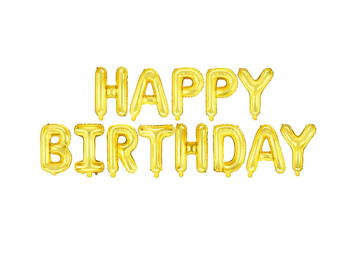 Balon foliowy Happy Birthday - złoty