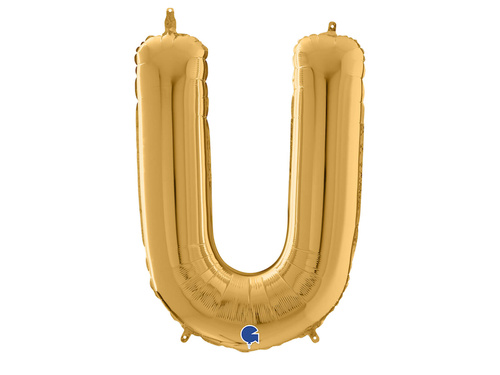 Balon foliowy złota litera U - 102 cm - 1 szt.