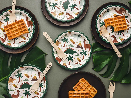 Talerzyki papierowe na urodziny Dinozaury - 18 cm - 6 szt.