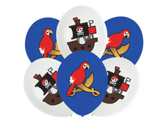 Balony lateksowe Statek piracki - 27 cm - 6 szt.