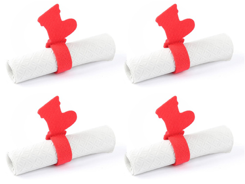 Serwetnik ze wzorem świątecznym - But Mikołaja - 21 cm - 4 szt.