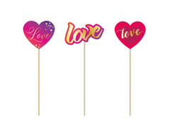 Toppery papierowe na tort Love - 3 szt.
