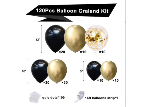 Zestaw balonów do girlandy balonowej czarny - 107 szt.