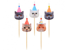 Świeczki pikery Kotki w czapeczkach - 5 szt.