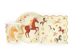 Zestaw kubeczki, serwetki i talerzyki papierowe Koniki - 22 szt.