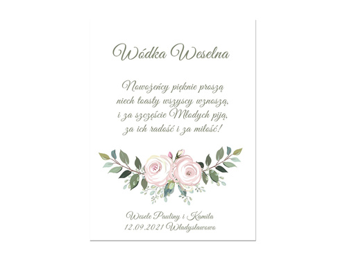 Etykiety personalizowane na butelkę z Wódką Weselną - 9 szt.