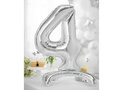 Balon foliowy stojący cyfra 4 srebrna - 70 cm
