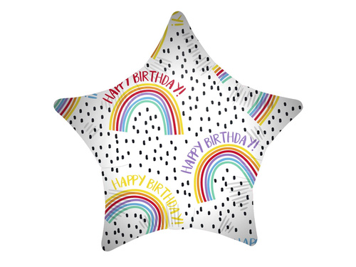 Balon foliowy gwiazda Happy Birthday - 46 cm - 1 szt.