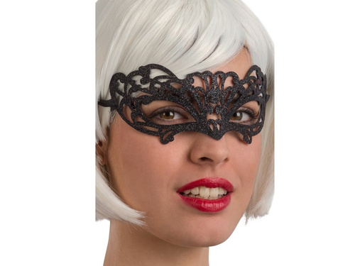 Brokatowa maska karnawałowa czarna - 1 szt.