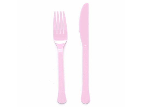 Sztućce plastikowe jasnoróżowe - 24 szt.