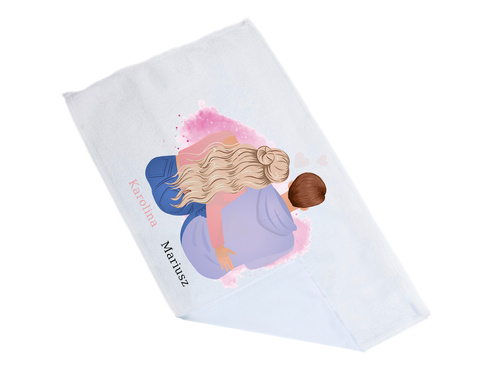 Ręcznik personalizowany z imionami na Walentynki - 30x50 cm