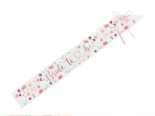 Szarfa w kwiaty z napisem Bride to be - 1 szt.