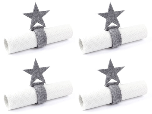 Serwetnik ze wzorem świątecznym - Gwiazda - 21 cm - 4 szt.