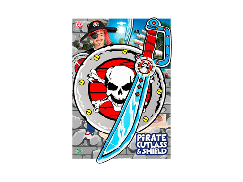 Zestaw Pirata kordelas i tarcza - miecz 52 cm, tarcza 52 cm