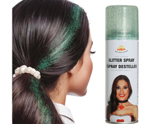 Zmywalny pastelowy spray do włosów 125 ml - brokatowy zielony