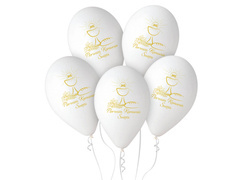 Balony lateksowe ze złotym napisem Pierwsza Komunia Święta - 33 cm - 25 szt.