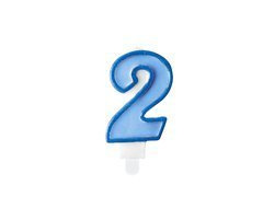 Świeczka cyferka dwójka 2 błękitna - 1 szt.