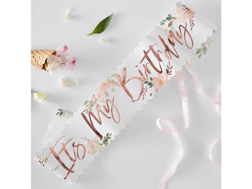 Szarfa w kwiaty z napisem It's My Birthday - 1 szt.