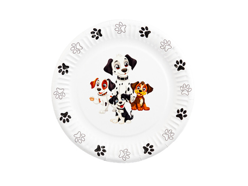 Talerzyki papierowe Pieski - 18 cm - 6 szt.