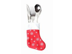 Ubranko na sztućce But Mikołaja ze śnieżynkami - 4 szt.