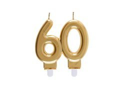 Świeczka na 60-tkę złota - 7,5 cm - 1 szt.
