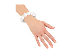 Biała koralikowa bransoletka disco lata 70.
