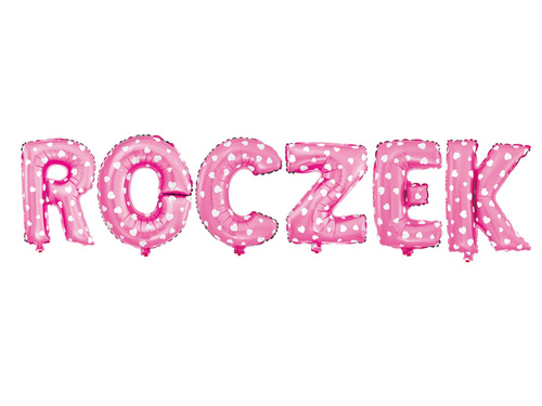 Zestaw balonów foliowych "Roczek" różowy w serduszka - 40 cm