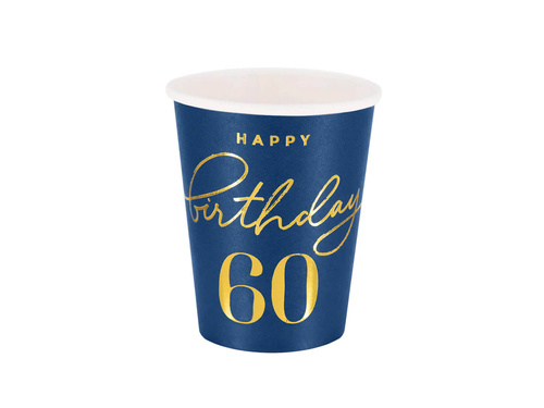 Zestaw kubeczki + talerzyki papierowe na 60te urodziny - 12 szt.