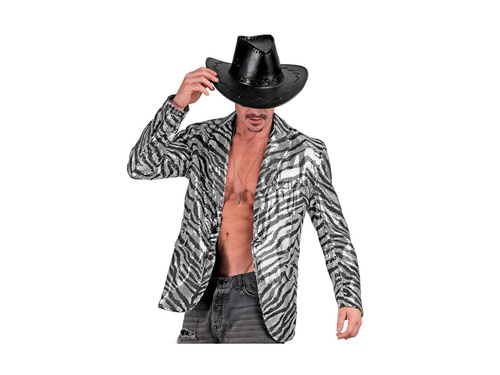 Imprezowa marynarka Party Fashion - srebrny motyw zebry