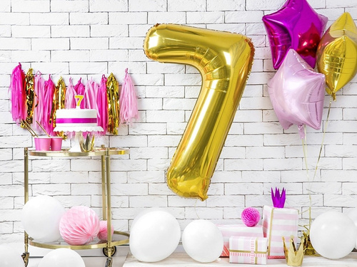 Świeczka cyferka z brokatem - 7 - 1 szt.