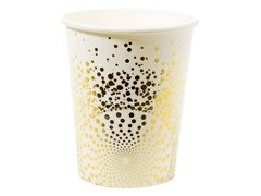 Kubeczki papierowe w złote kropki - 250 ml - 6 szt.