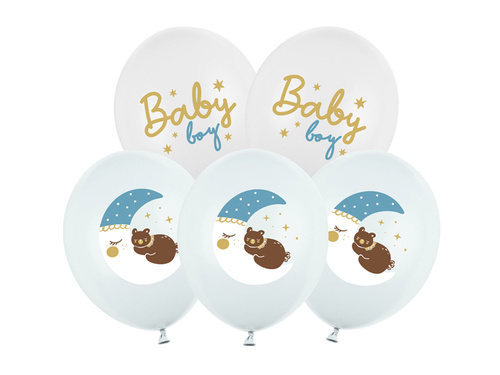 Zestaw balonów lateksowych Baby boy z misiem - 30 cm - 6 szt.